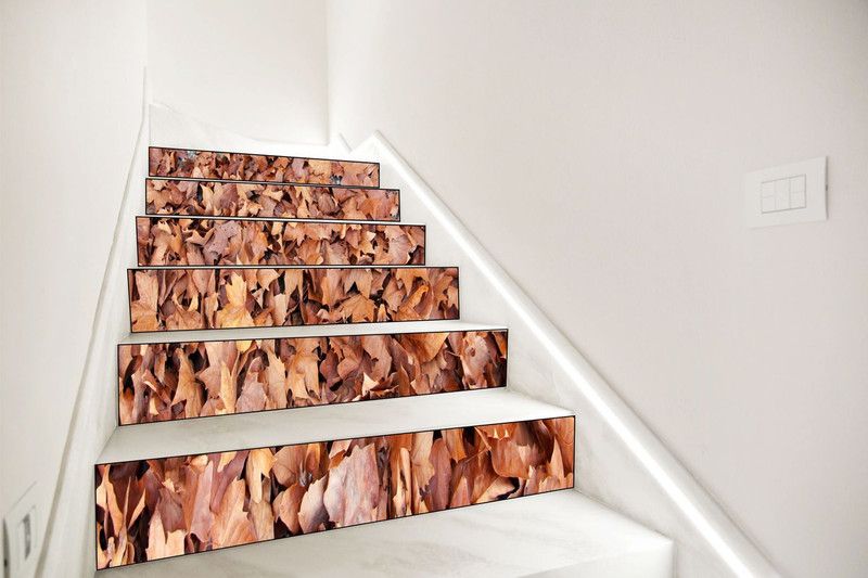 KAMYA HOME DÉCOR 92 cm Brown leaf Stair Floor Wall sticker Self Adhesive Sticker  (Pack of 1)