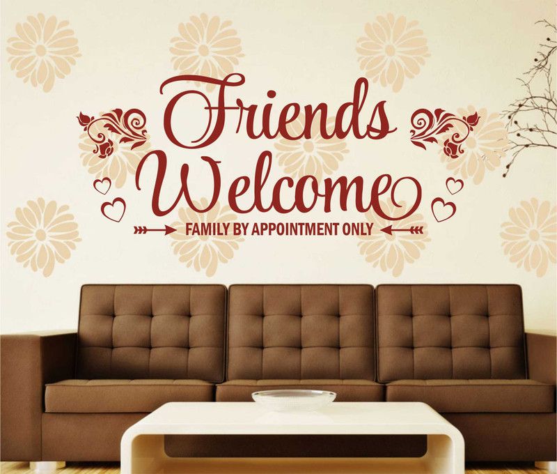 MINIDECOR 140 cm Friends Welcome - Family By Appointment Only Quotes Self Adhesive Sticker  (Pack of 1)