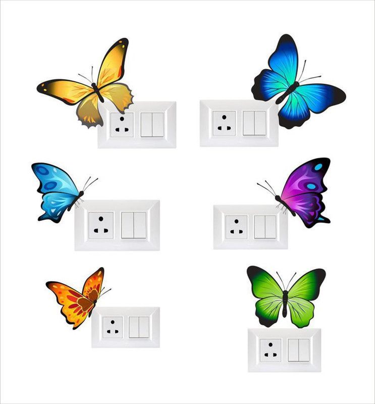 LAKSHIT ENTERPRISES 15 cm Switch board sticker Self Adhesive Sticker  (Pack of 6)