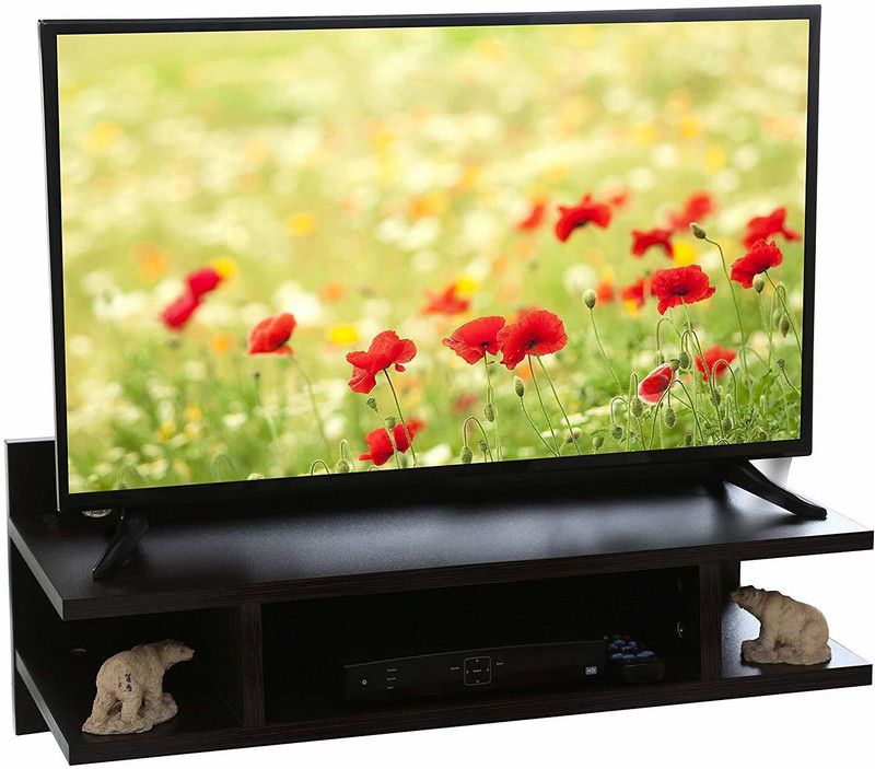Hindwood Wall set top box stand tv twitter MDF (Medium Density Fiber), Wooden Wall Shelf  (Number of Shelves - 4, Black)