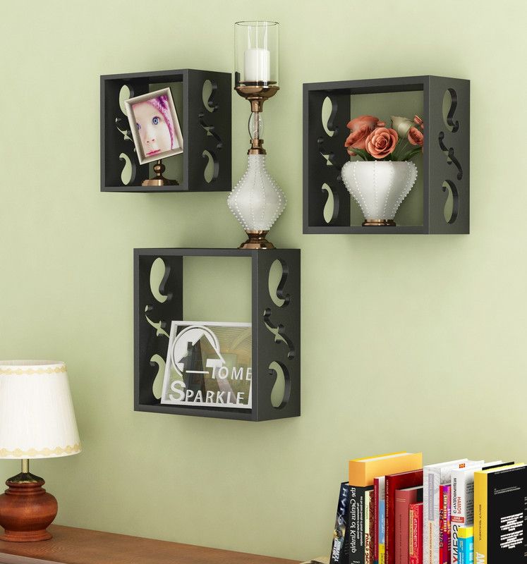 Wooden Wall Shelf For Home Decor MDF (Medium Density Fiber) Wall Shelf (Number of Shelves - 3, Black) MDF (Medium Density Fiber) Wall Shelf  (Number of Shelves - 3, Black)