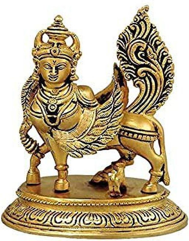 vrindavan shopi Brass Kamadhenu Cow Statue (Gold, 6.50x5.50-inch) Decorative Showpiece - 15 cm  (Brass, Gold)