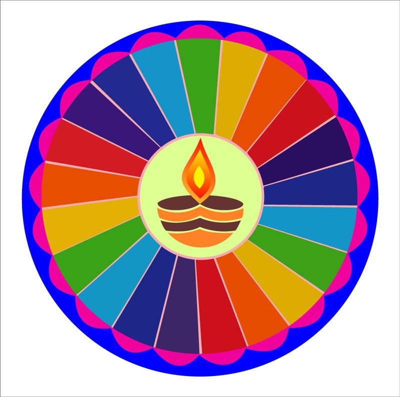 Khatwal Enterprises 38 cm Beautiful multicolor decorative rangoli pvc vinyl multicolor decorative wall sticker for wall decoration size : 38 Cm X 38 Cm Self Adhesive Sticker  (Pack of 1)