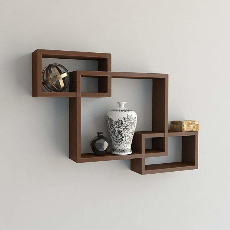 wooden creation INTER CONNECTED WALL SHELF PINK MDF (Medium Density Fiber) Wall Shelf  (Number of Shelves - 3)