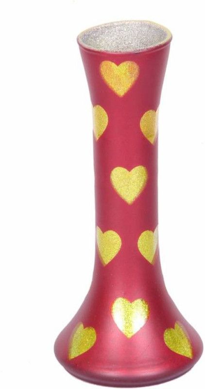 Vijyas Glass Vase  (8 inch, Red, Yellow)