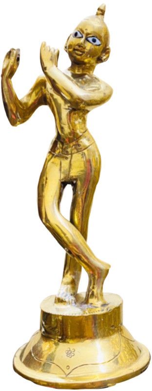 krishnagallery1 Brass Krishan Murti Pure Brass Pital Krishan Statue , Krishna idol , Krishna statue Murti , For Home Temple Poojan use , Office Gifted , Radha Krishan Decorative Showpiece - 28 cm  (Brass, Gold)