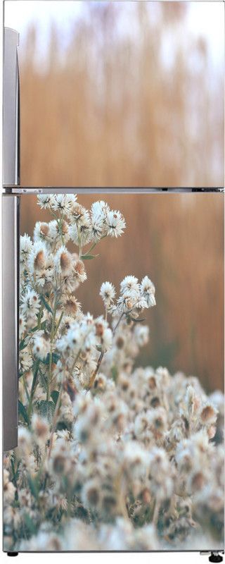 sp decals 60 cm Decorative white flower and sun rays wallpaper sticker for fridge decor Self Adhesive Sticker  (Pack of 1)