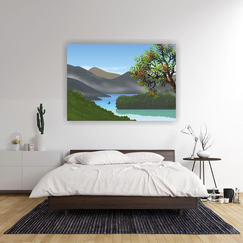 N Vir Pre Press Full HD Digital UV Print Canvas Painting Beautiful Natural Home Decorative Gift Item Framed Wall Painting for Living Room, Bedroom, Office, Hotels, Drawing Room Canvas 16 inch x 16 inch Painting  (With Frame)