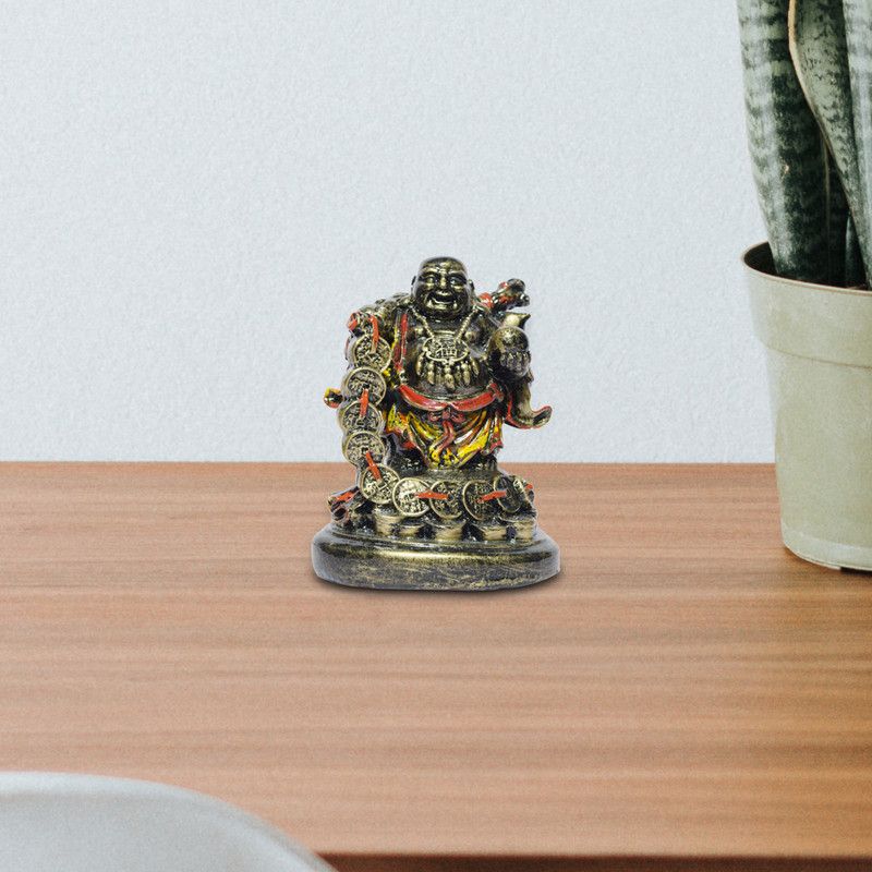 GW Creations ANTIQUE LAUGHING BUDHA Decorative Showpiece - 20 cm  (Polyresin, Multicolor)