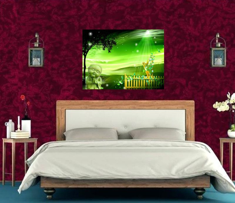 Decor studio 44 cm abstract decorative lord buddha maditation under tree wall sticker Self Adhesive Sticker  (Pack of 1)