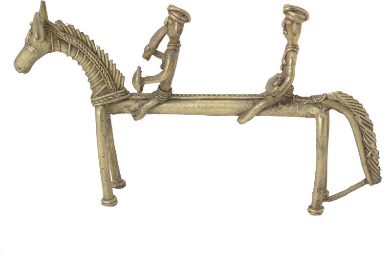 Kalarambh Bharat Haat Brass Horse bastar Art handicrafts Product Decorative Showpiece - 12.7 cm  (Brass, Yellow)