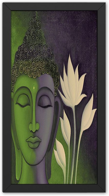 Ritwika's Multicolored Modern Art Budhha Meditation Frame Painting Digital Reprint 13.5 inch x 7.5 inch Painting  (With Frame, Pack of 10)