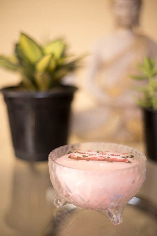 Kavvya creations Rose 3 wick glass bowl Candle  (Pink, Pack of 1)