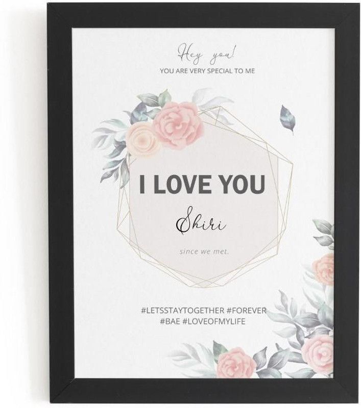 Beautum I Love You Shiri Name Printed Unique Digital Reprint 9inch x 13inch Painting Model No:BPLU011824 Digital Reprint 13 inch x 9 inch Painting  (With Frame)
