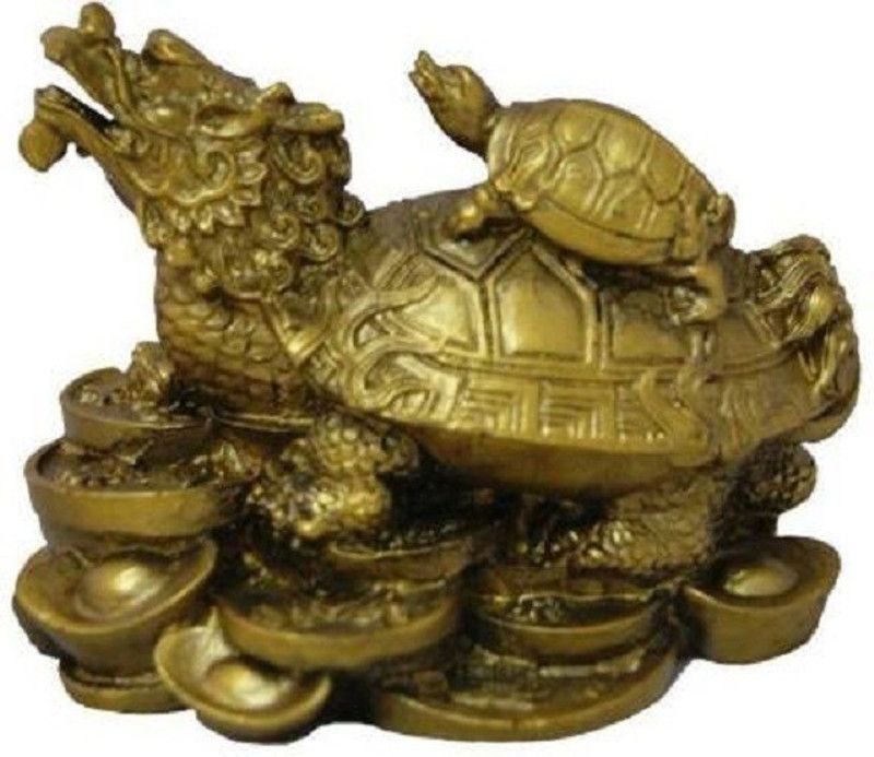 Delhi Gift House Dragon Tortoise With Child Decorative Showpiece - 6 cm (Polyresin, Gold) Decorative Showpiece - 6 cm  (Polyresin, Gold)