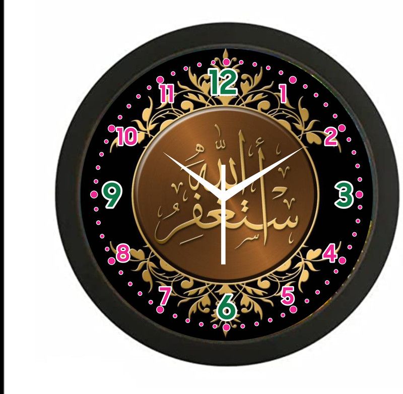 Analog Wall Clock  (Black, With Glass)