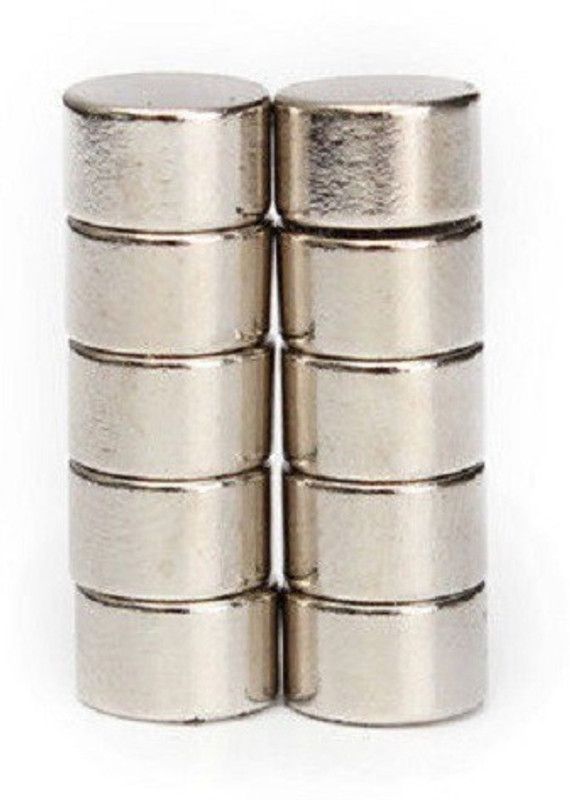 ART IFACT 10 Pieces of 8mm x 5mm Neodymium Magnets - N52 Disc / Cylindrical magnets - Rare Earth NdfeB Fridge Magnet, Multipurpose Office Magnets, Magnetic Paper Holder Pack of 10  (Silver)