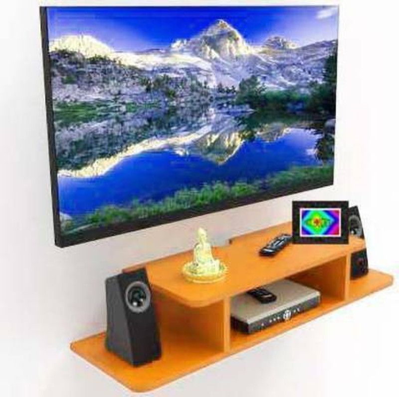 AN Craft MDF (Medium Density Fiber) Wall Shelf  (Number of Shelves - 2, Orange)