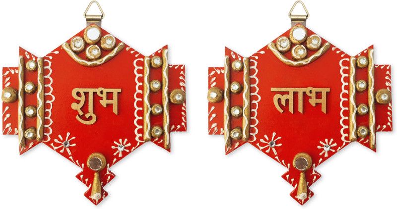 Ritwika's Diwali Decoration Door hanging Decorative Showpiece - 12 cm  (Wood, Paper Mache, Red)