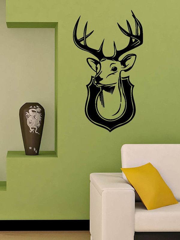 ALLURE 104 cm Deer Head Self Adhesive Sticker  (Pack of 1)