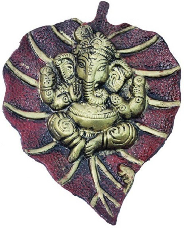 Paheli Craft Oxidised White Metal Red Patta Ganesha Wall Hanging Decorative Rajasthani Traditional Pink City Unique Handicraft Gift Item For Home Table Wall Decor Showpiece Or Figurine Decorative Showpiece - 21 cm  (Aluminium, Multicolor)
