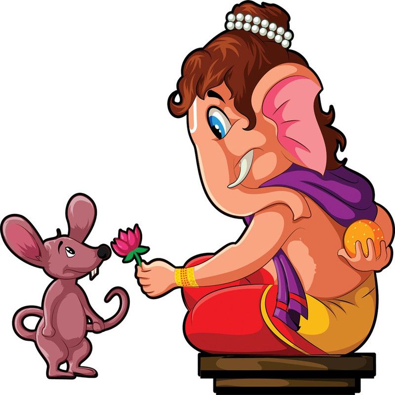 god & god's 51 cm Ganesha 's Friend Rat 452 Self Adhesive Sticker  (Pack of 1)