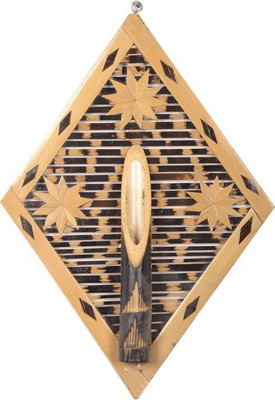 Handikart Kite shaped Wall Mount Flower and Plant Vase Bamboo Vase  (11 inch, Beige)
