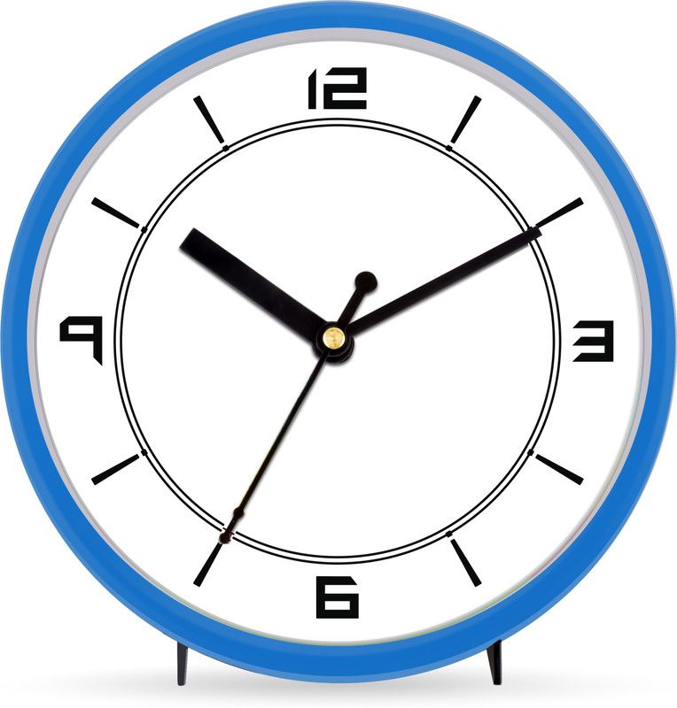 Adhvik Analog Premium Quality Blue Color Analogue Round Plastic ( 15 X 15 X 5cm) Table Cum Wall Clock with Glass for Home/kitchen/bedroom/office and Gift Purpose Clock