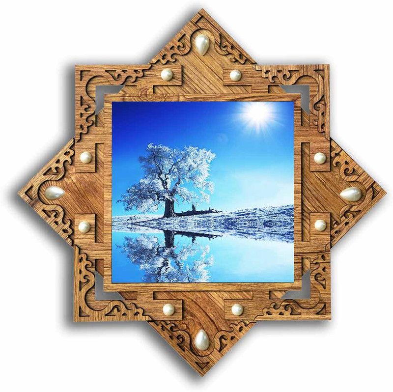 Poster N Frames Star shaped Wooden Frame with Photo of Natural landscape scenery-25364 Digital Reprint 16.5 inch x 16.5 inch Painting  (With Frame)