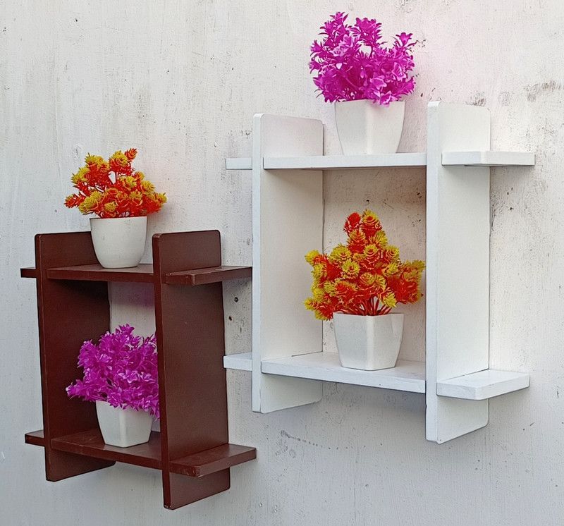 NationalArts NA01 Wooden Wall Shelf  (Number of Shelves - 3, Multicolor)