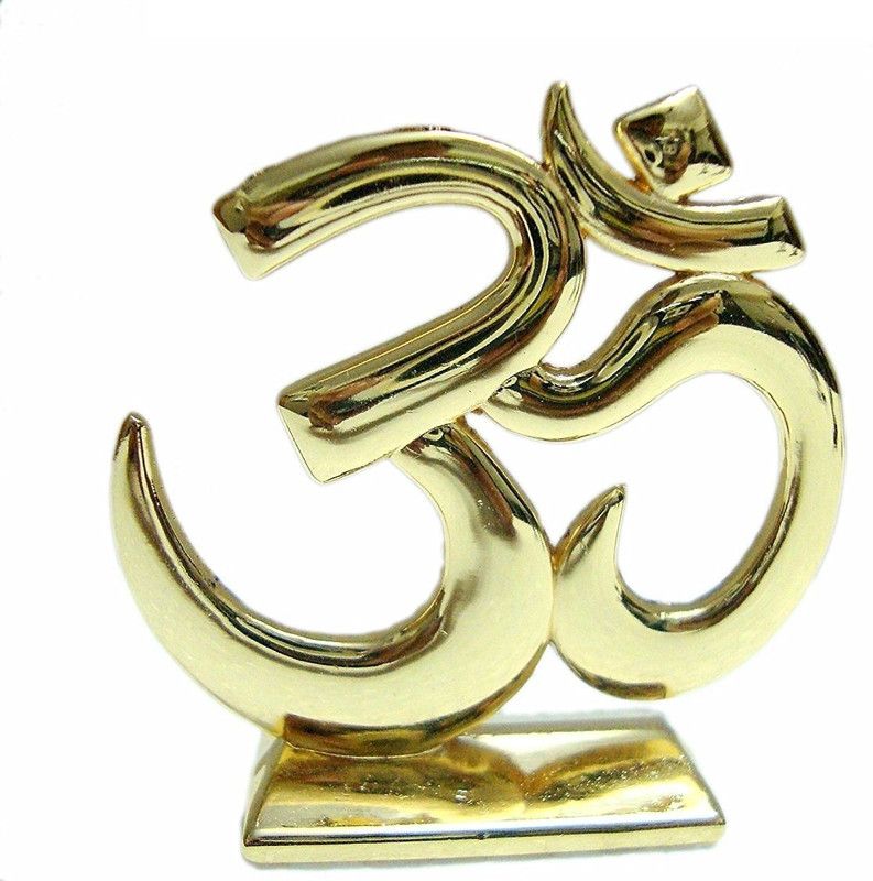 GCT Hindu Religious Symbol OM Idol (Model-59) Gold Metal Statue for Car Dashboard | Mandir Pooja Murti | Temple Puja | Home Decor | Office Table Showpiece (L*B*H-5.8 x 0.3 x 6 Cm) Decorative Showpiece - 6 cm  (Metal, Gold)