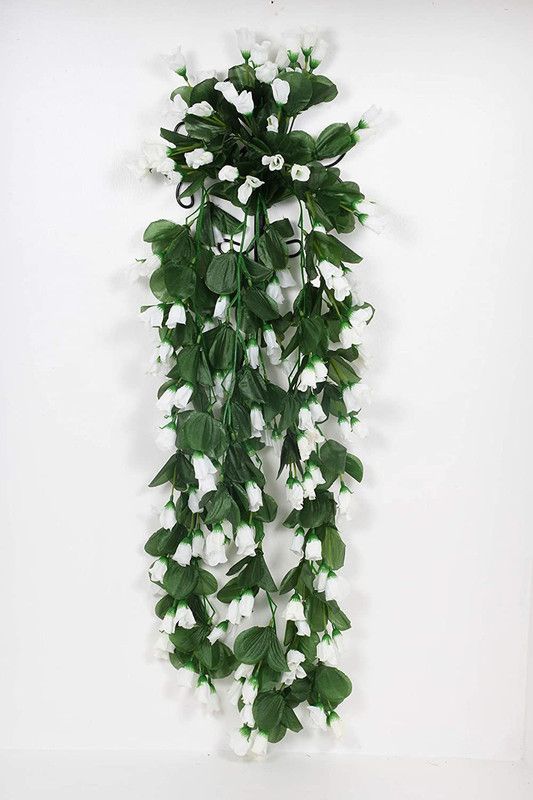 Everbuy White Rose Artificial Flower  (30 inch, Pack of 1, Vine & Creepers)
