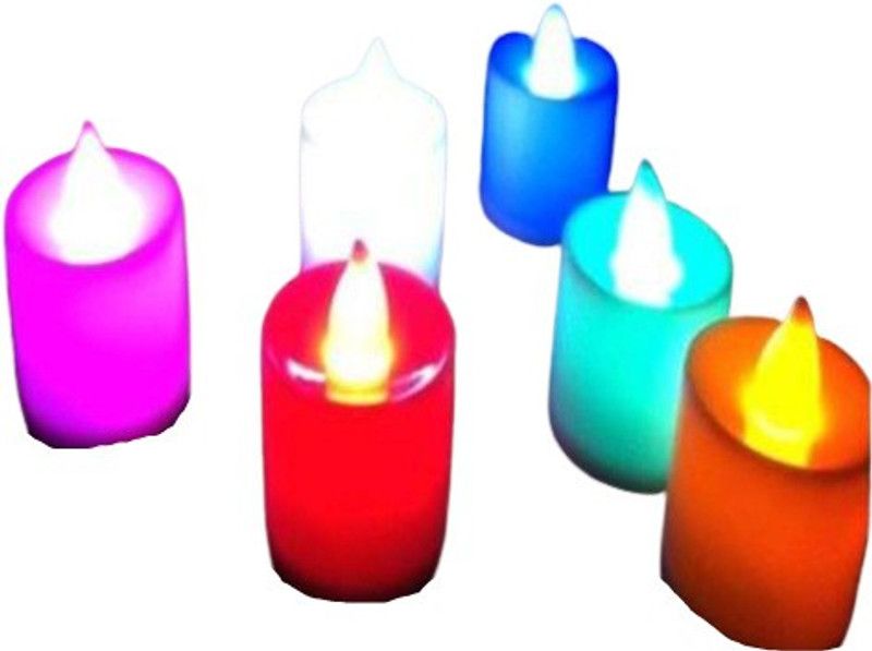 DIKANSHA Led Diya Thali Lights Diwali Pooja/Puja/Mandir Diwali Decoration Candle Candle  (Multicolor, Pack of 6)
