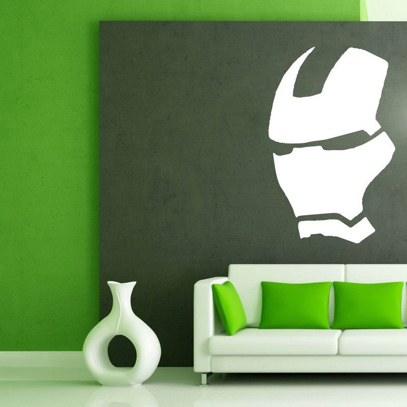 Decor Villa 43 cm Decor villa Iron face Wall Wall Decal & Sticker White Color Medium Size - 43*46 Cm Self Adhesive Sticker  (Pack of 1)