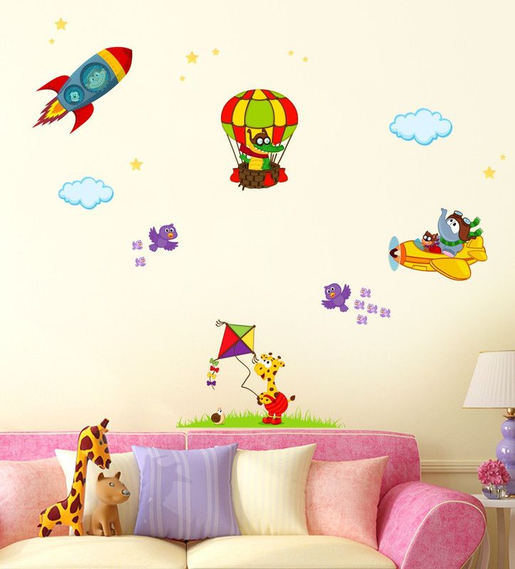 Wallzone 120 cm Rocket Multi Pvc Vinyl Wallsticker For Decorations Self Adhesive Sticker  (Pack of 1)