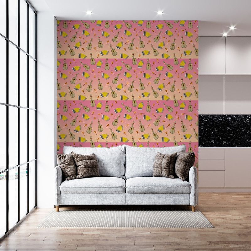 Galaxy Design Music & Musical Instruments Multicolor Wallpaper  (228 cm x 40 cm, Pack of 3)