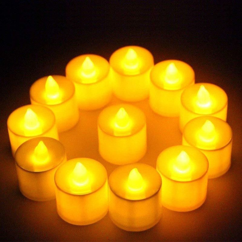 SHARPNAL Yellow Diva TeaLight smokeless Candles for Home Decoration Candle  (Yellow, Pack of 12)