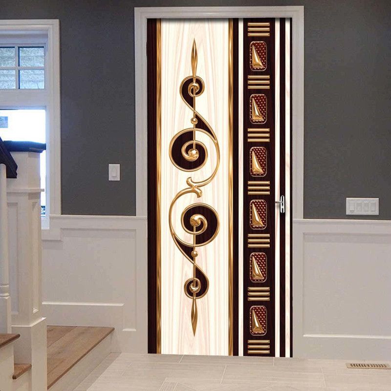 Creative Print Solution 30 cm Bikaner box design door sticker for door Self Adhesive Sticker  (Pack of 1)