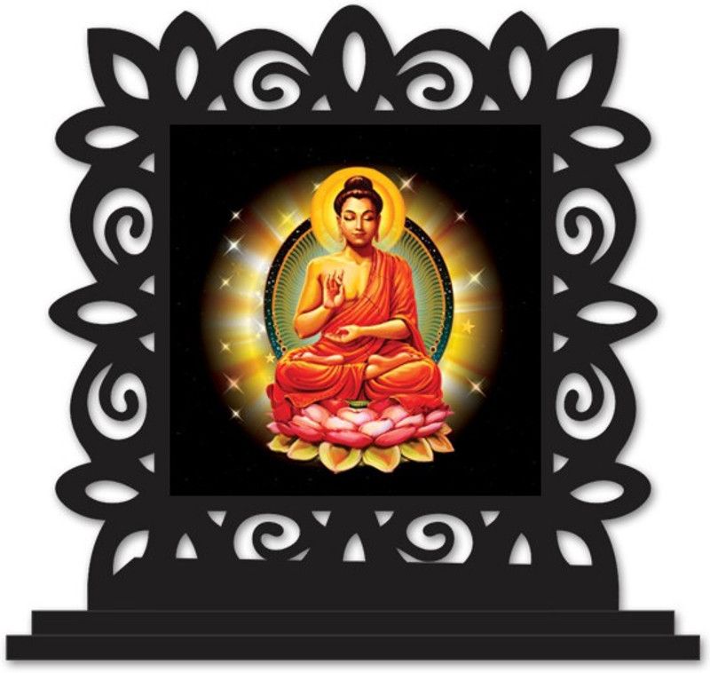 Plan to Gift Bhagwan Gautam Buddha Car Dashboard idols Figurine Showpiece Decorative Showpiece - 12 cm  (Wood, Multicolor)