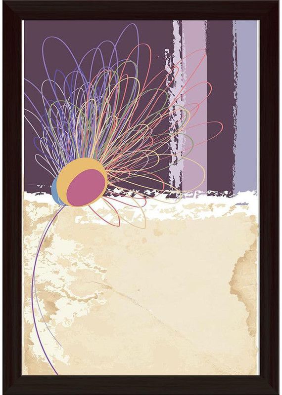 Abstract Flower Design Paper Poster Dark Brown Frame | Top Acrylic Glass 13inch x 19inch (33cms x 48.3cms) Paper Print  (19 inch X 13 inch, Framed)