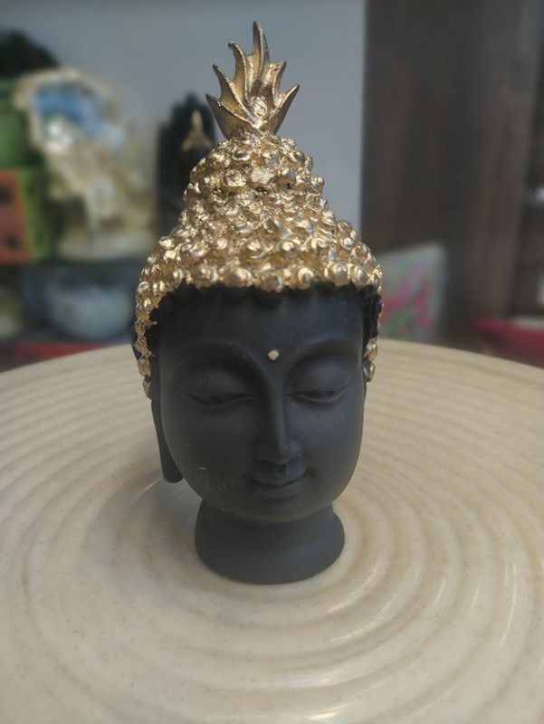 decor junction Buddha Head Decorative Showpiece - 14 cm (Polyresin, Black, Gold) Decorative Showpiece - 14 cm  (Polyresin, Gold, Black)