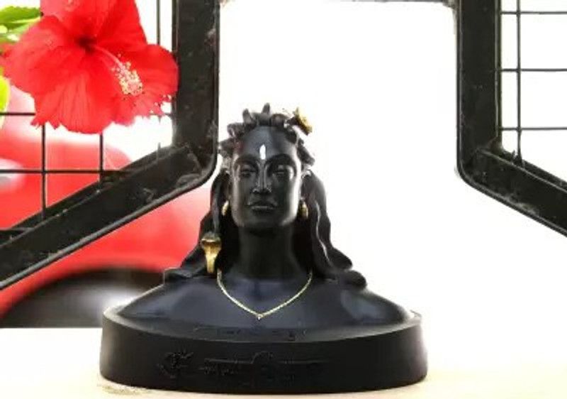 NAVYAKSH Adiyogi God Adiyogi Bhagwan Shiv Ji Decorative Showpiece - 11.43 cm  (Polyresin, Black, Gold)