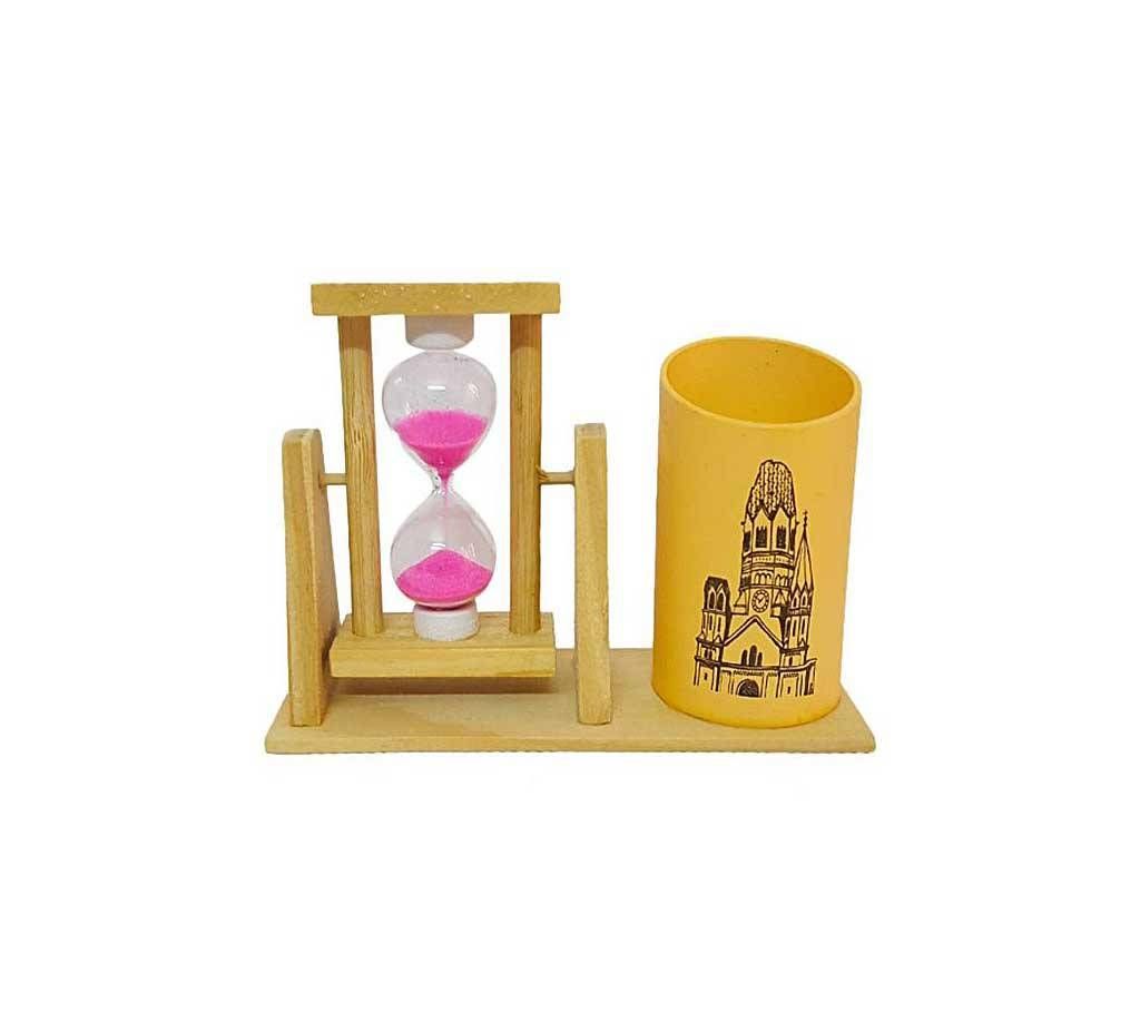 Wooden Showpiece Cathedral with Hour Glass - Pink
