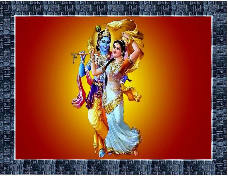LiveArts RADHA KRISHNA Digital Reprint 10.5 inch x 13.5 inch Painting  (With Frame)