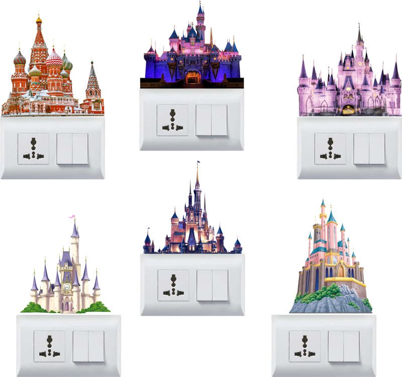 Design Zoo 13 cm Royal Palaces Switchboard Sticker Self Adhesive Sticker  (Pack of 6)