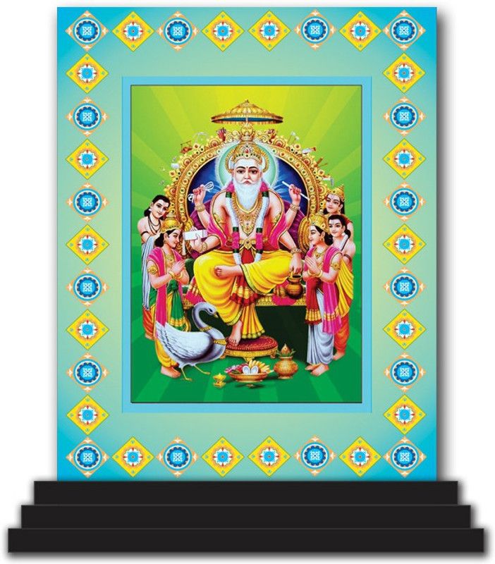 Vprint vishkarma Ji Car Dashboard idols Figurine Showpiece Decorative Showpiece - 12 cm  (Wood, Multicolor)