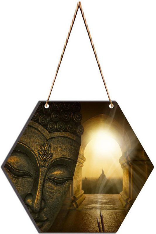PVA Buddha With Sun MDF Plaque for Home & Wall Decoration  (21 cm X 21 cm, Multicolor)
