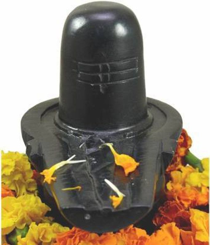 VALUE CRAFTS Handcrafted Black Marble Shivling Medium Size For Home / Pooja Decorative Showpiece - 14 cm  (Stone, Black)
