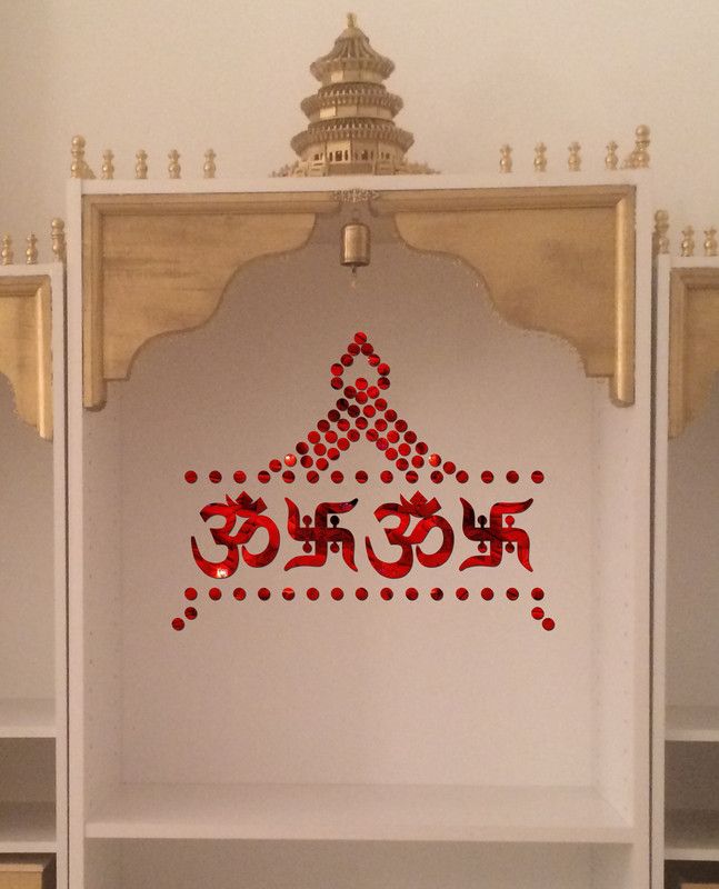 SUDARSHAN DESIGNS 59 cm Om and Swastick Acrylic 3D Mirror Wall Sticker (Red) Self Adhesive Sticker  (Pack of 1)
