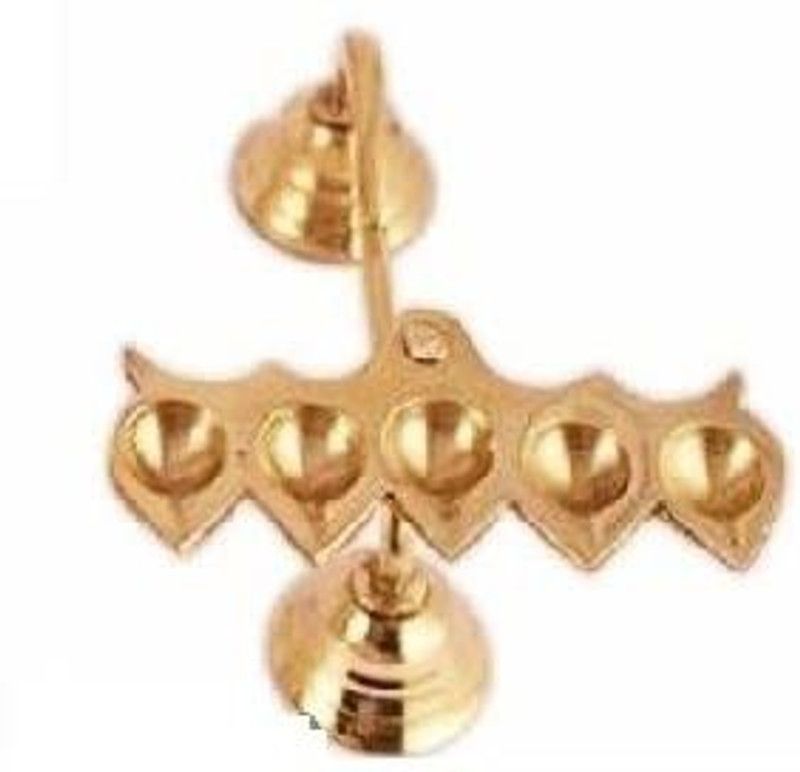 Shiv Brass Panch Diya for Puja Big Size Panch Aarti Brass Table Diya